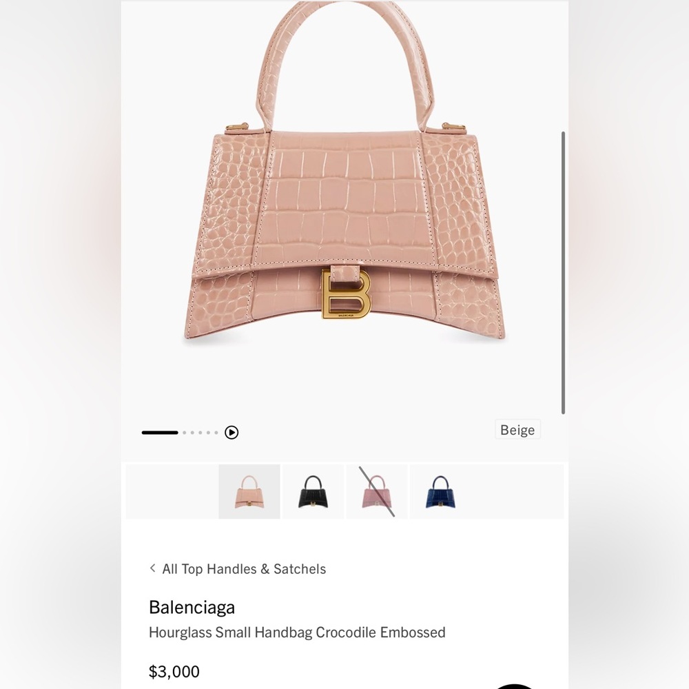 Balenciaga Hourglass Small Handbag Crocodile Embossed